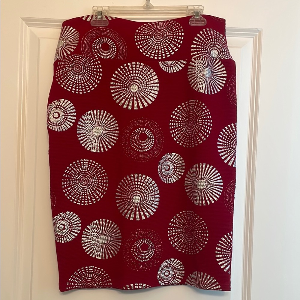LuLaRoe Red Pencil Skirt Knee-Length Work